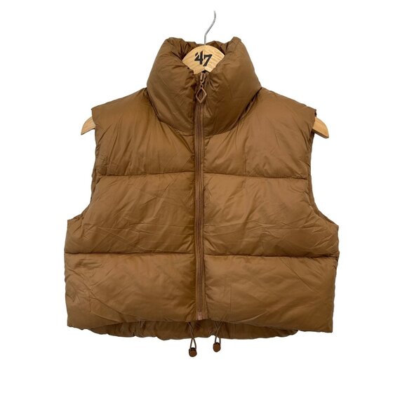 Puffer Vest Anaysn Khaki Brown XS Nylon Blend Quilted Outerwear Gorpcore Hiking - Picture 1 of 10
